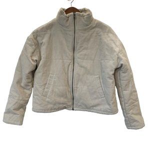 Glassons Full Zip Mock Neck Corduroy Jacket Womens M Lined Ivory Cotton